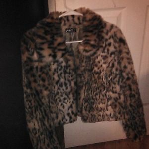 Faux fur leopard coat